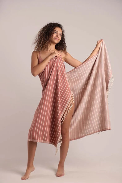 buldanstore Carmen Peştemal (KİREMİT) %80 Pamuk %20 Bambu 95x180cm. Banyo Havlusu, Plaj Havlusu ürün görseli 1
