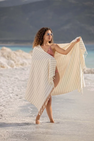 Evolet Home Carmen Ivory Peştemal %70 Pamuk %30 Bambu 95x180cm Banyo Havlusu, Plaj Havlusu ürün görseli 1