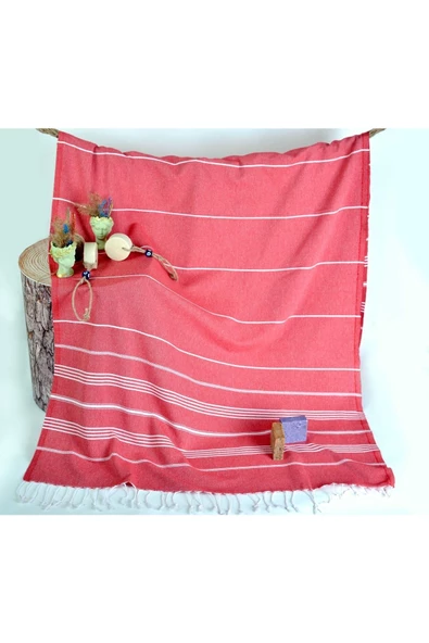 buldanstore Sultan Peştemal (KIRMIZI) %100 Pamuk 90*180cm. Banyo Havlusu, Plaj Havlusu ürün görseli 1