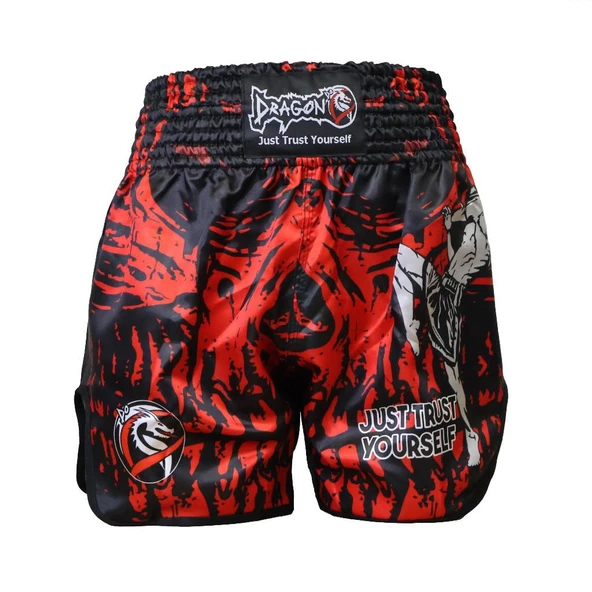 DragonDo MT3012 Red Skull Muaythai Şortu Dijital Baskılı Muay Thai Şortu ürün görseli 1