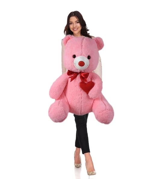 80 cm Kalp Tutan, Oturan Sevimli Peluş Ayı - Sevgiliye Özel HEDİYE ürün görseli 1