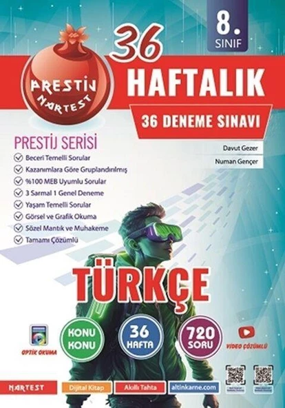 8. Sınıf Türkçe Haftalık Deneme Omage Nartest Yayınları ürün görseli 1