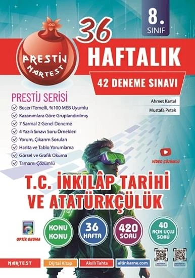 8. Sınıf Haftalık T.c. İnkılap Tarihi Ve Atatürkçülük Denemeleri Omega Nartest Yayınları ürün görseli 1
