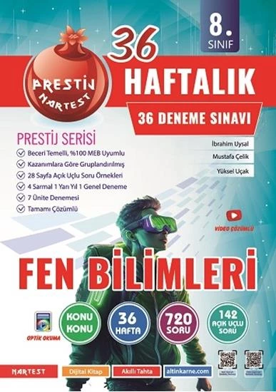 8. Sınıf Haftalık Fen Bilimleri Denemeleri Omega Nartest Yayınları ürün görseli 1