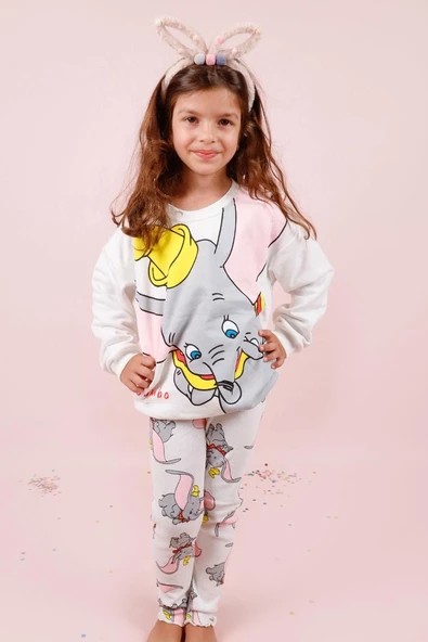 Zara Ekru Fil Desenli Kız Çocuk Eşofman Takımı ürün görseli 1