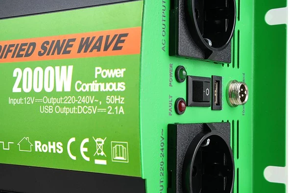 NS2000-12 Apex 2000W Modifiye Sinüs İnverter 12V - Resim 9