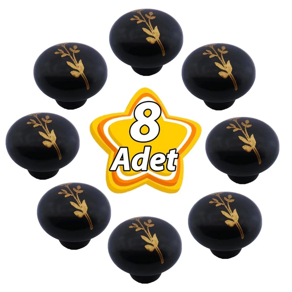 8 Adet Asya Kulp Siyah Polimer Düğme Kulp Mantar Mobilya Mutfak Dolabı Çekmece Kulbu Kulpları ürün görseli 1