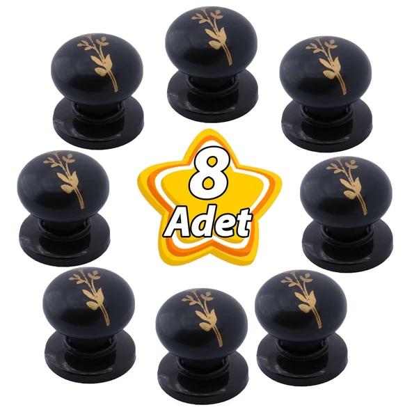 8 Adet Asya Kulp Siyah Polimer Düğme Kulp Siyah Tabla Mobilya Mutfak Dolabı Çekmece Kulbu Kulpları ürün görseli 1
