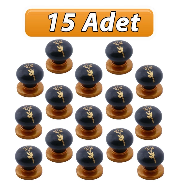 15 Adet Asya Kulp Siyah Polimer Düğme Kulp Bakır Tabla Mobilya Mutfak Dolabı Çekmece Kulbu Kulpları ürün görseli 1