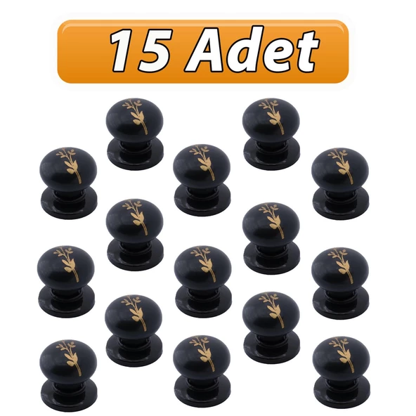 15 Adet Asya Kulp Siyah Polimer Düğme Kulp Siyah Tabla Mobilya Mutfak Dolabı Çekmece Kulbu Kulpları ürün görseli 1