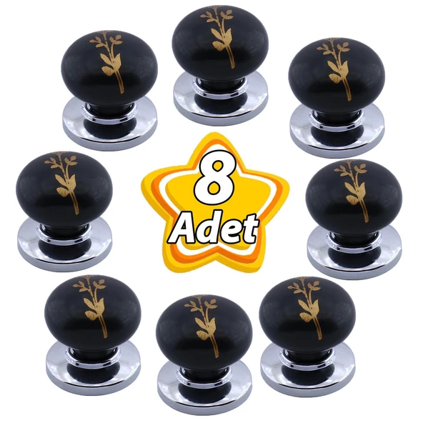 8 Adet Asya Kulp Siyah Polimer Düğme Kulp Krom Tabla Mobilya Mutfak Dolabı Çekmece Kulbu Kulpları ürün görseli 1