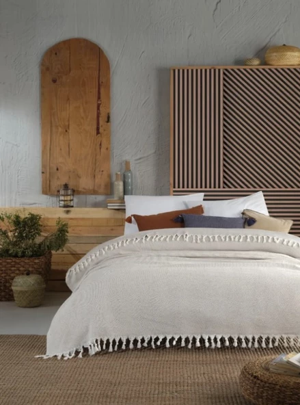 Fiori Concept 150 X200cm Çok Amaçlı Yatak Örtüsü-krem ürün görseli 1
