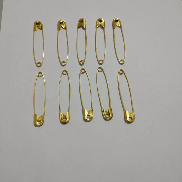 HAGİKİ (10 ADETLİ) 5,5CM UZUNLUĞUNDA NO 4 SARI ÇENGELLİ İĞNE,GOLD RENKLİ ÇATAL İĞNE,BÜYÜK BOY ürün görseli 1