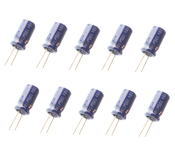 100uF 16V Elektrolitik Kondansatör 6x11mm - 10 Adet ürün görseli 1