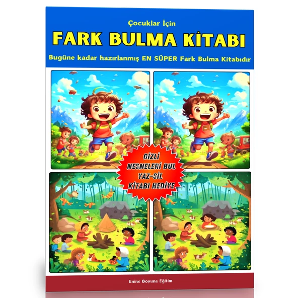 Çocuklar İçin Fark Bulma Kitabı (Gizli Nesneleri Bulma YAZ-SİL Kitabı Hediyeli) ürün görseli 1