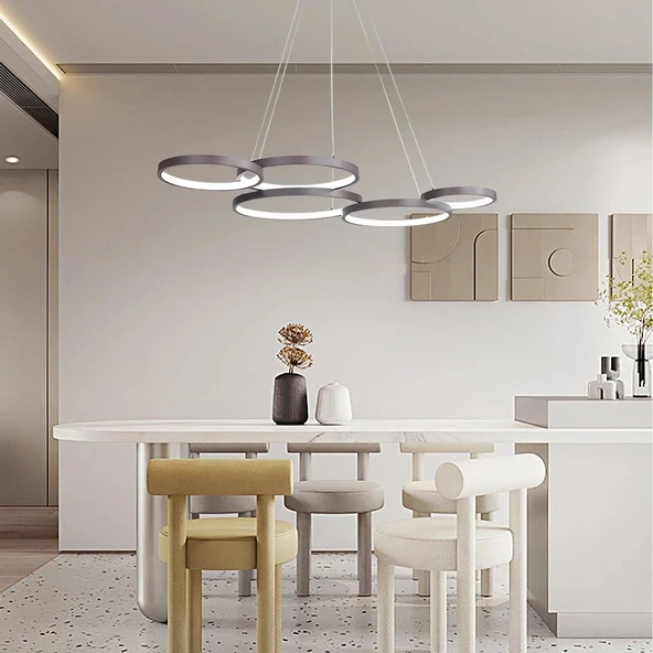 Accor / 55x85 cm / Sarkıt Avize / Antrasit Gövde / 3 Renk Işık ürün görseli 1