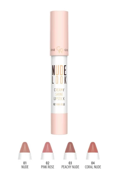 Golden Rose Nude Look Creamy Shine Lipstick 02 Pink Rose Ruj ürün görseli 1