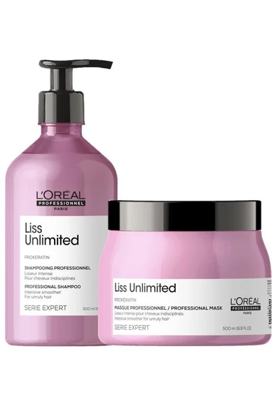 Loreal Serie Expert Liss Unlimited 500 ml Saç Bakım Seti ürün görseli 1