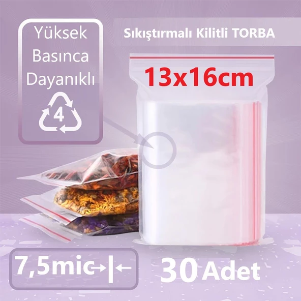 Kilitli Şeffaf Torba 13x16 Cm Aksesuar,madeni Para,boncuk Ve Buzdolabı Saklama Poşeti (30ADET) ürün görseli 1