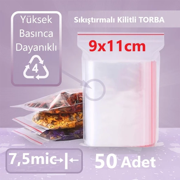Kilitli Şeffaf Torba 9x11 Cm Aksesuar,madeni Para,boncuk Ve Buzdolabı Saklama Poşeti (100ADET) ürün görseli 1