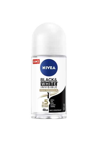 Nivea Black&White İpeksi Pürüzsüzlük Roll On Deodorant 50 ml ürün görseli 1