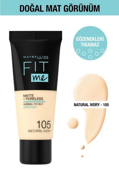 Maybelline New York Fit Me Matte 110 Porcelain Fondöten ürün görseli 1