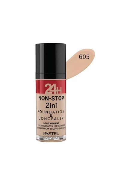 Pastel Profashion 24H Non-Stop 2in1 Foundation+Kapatıcı 605 ürün görseli 1
