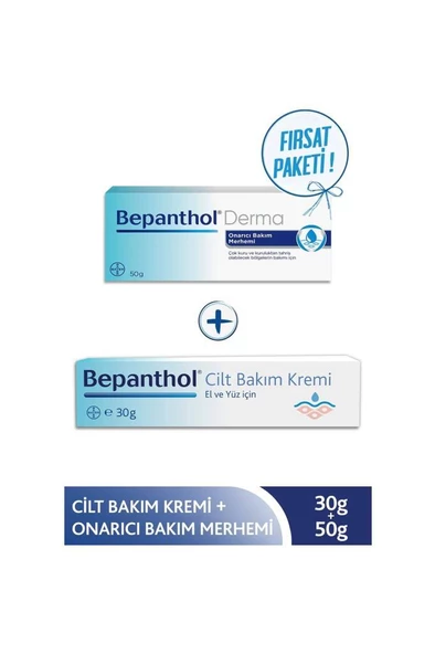 Bepanthol Cilt Bakım Kremi 30 gr+Onarıcı Bakım Merhemi 50 gr Seti ürün görseli 1