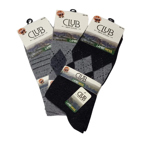 Club Lamswool Yün Erkek Kışlık Çorap 3 Adet ürün görseli 1