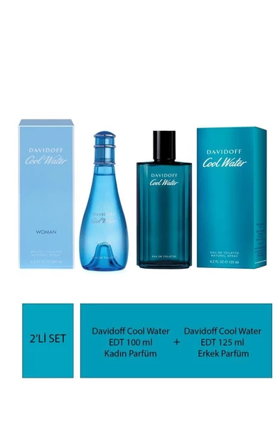 Davidoff Cool Water EDT 100 ml Kadın Parfüm + Davidoff Cool Water EDT 125 ml Erkek Parfüm ürün görseli 1