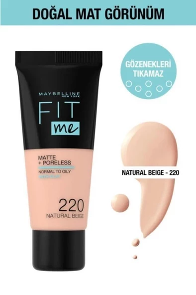 Maybelline New York Fit Me Matte 220 Natural Beige Fondöten ürün görseli 1