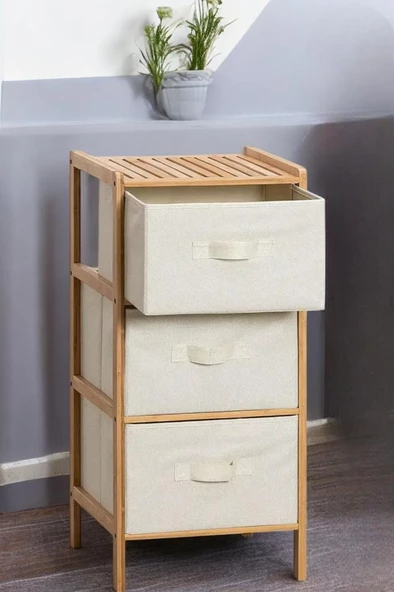 Digithome Bambu 3 Çekmeceli Dolap Organizer Çok Amaçlı Düzenleyici Şifonyer DB-0015 ürün görseli 1