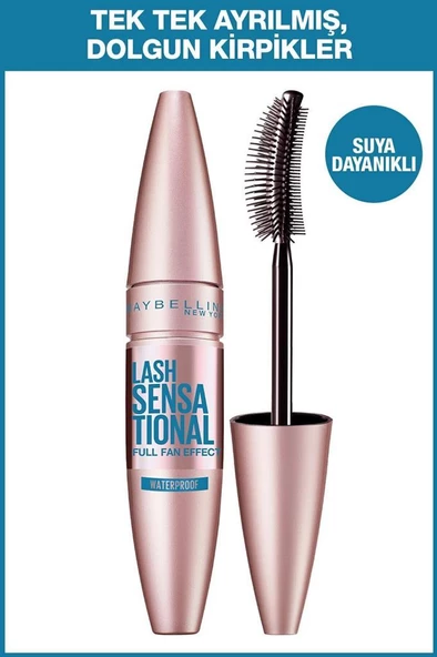 Maybelline New York Lash Sensational Waterproof Siyah Maskara ürün görseli 1