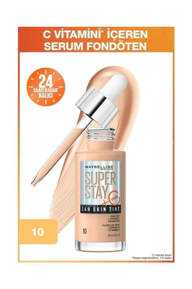 Maybelline New York Super Stay 24H Skin Tint 10 Fondöten ürün görseli 1