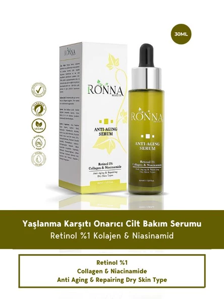 Ronna Beauty Yaşlanma Karşıtı Ve Aydınlatıcı Anti-Aging Serum 30 ml Retinol 1% Collagen Niacinamide ürün görseli 1