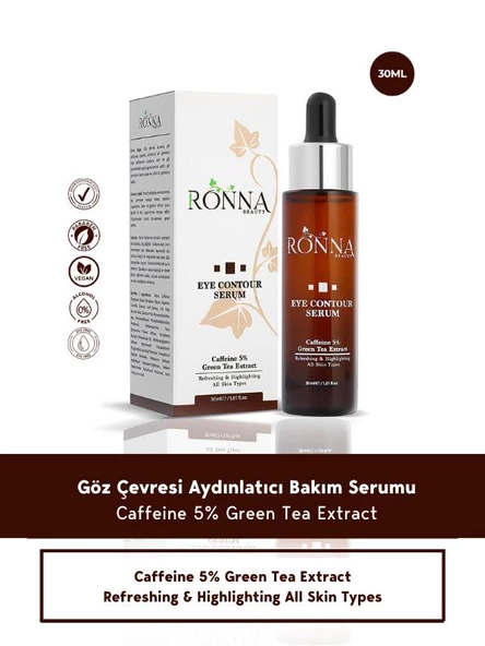 Ronna Beauty Göz Çevresi Aydınlatıcı Eye Contour Serum 30 ml Caffeine 5% Green Tea Extract ürün görseli 1