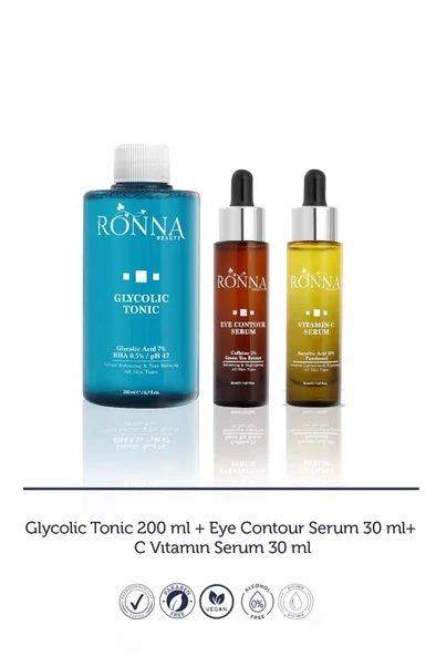 Ronna Beauty Göz Çevresi Aydınlatıcı Ve Renk Tonu Eşitleyici Cilt Bakım Seti ürün görseli 1