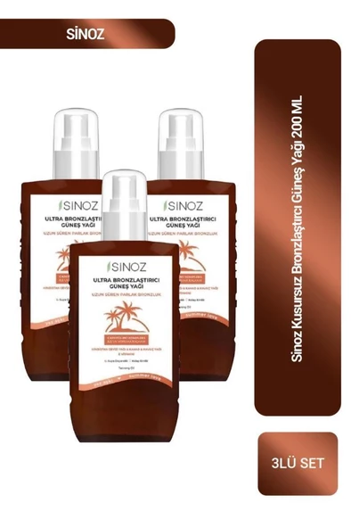 Sinoz Kusursuz Bronzlaştırcı Güneş Yağı 200 ml x3 ürün görseli 1