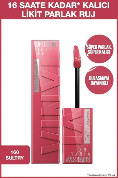 Maybelline New York Super Stay Vinyl Ink 160 Sultry Ruj ürün görseli 1