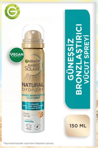 Garnier Ambre Solaire Natural Bronzer Güneşsiz Bronzlaştırıcı Sprey 150 ml ürün görseli 1