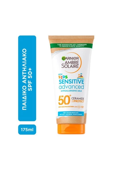 Garnier Ambre Solaire SPF50 Kids Sensitive Advanced 175 ml Çocuklar Güneş Koruyucu Süt ürün görseli 1