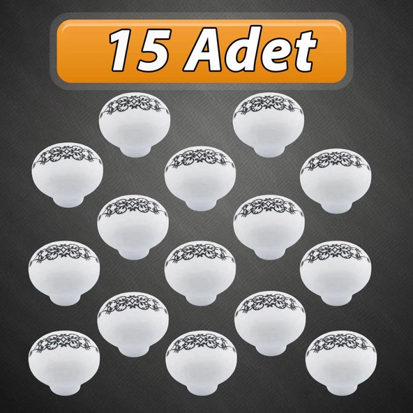 15 Adet Hanımeli Kulp Beyaz Polimer Düğme Kulp Mantar Mobilya Mutfak Dolabı Çekmece Kulbu Kulpları ürün görseli 1