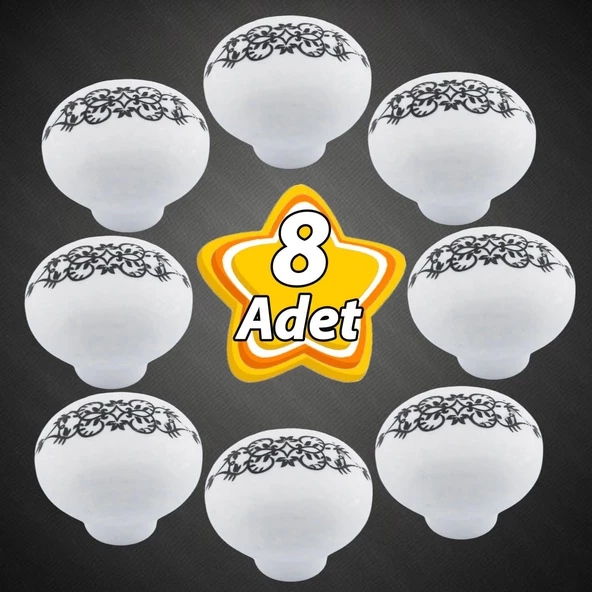 8 Adet Hanımeli Kulp Beyaz Polimer Düğme Kulp Mantar Mobilya Mutfak Dolabı Çekmece Kulbu Kulpları ürün görseli 1