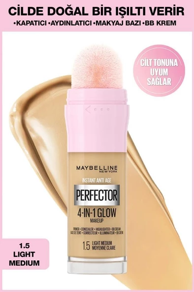 Maybelline New York Instant Perfector Glow 4 Etki 1 Arada Fondöten- 1.5 Light Medium ürün görseli 1