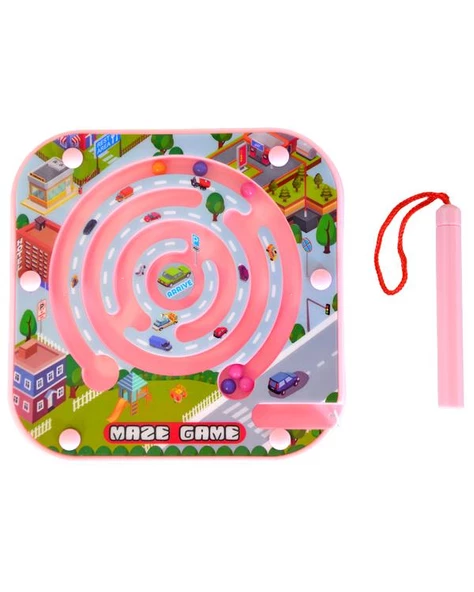 Maze Game Labirent Oyunu Mıknatıs Kalemli Pembe YB3249 ürün görseli 1