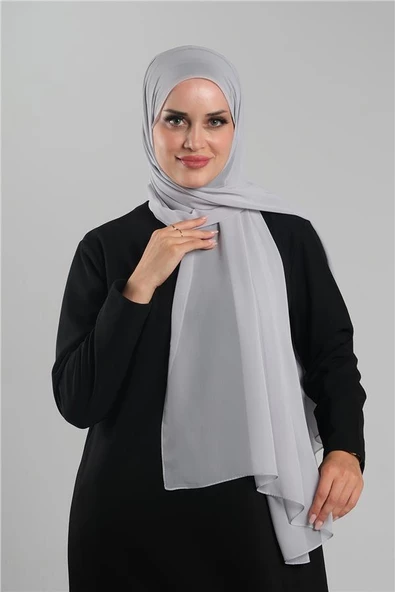Gri Düz Klasik Şal Şifon Dikişli 202112_15 ürün görseli 1