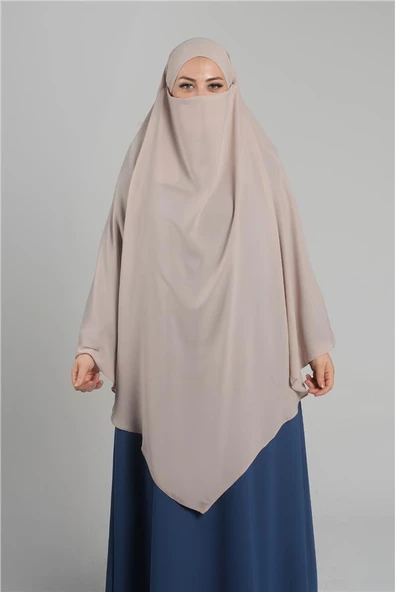 Bej Pratik Hazır Geçmeli Tesettür Eşarp Krep Bağcıklı Çift Katlı Sufle Hijab 2314_12 ürün görseli 1