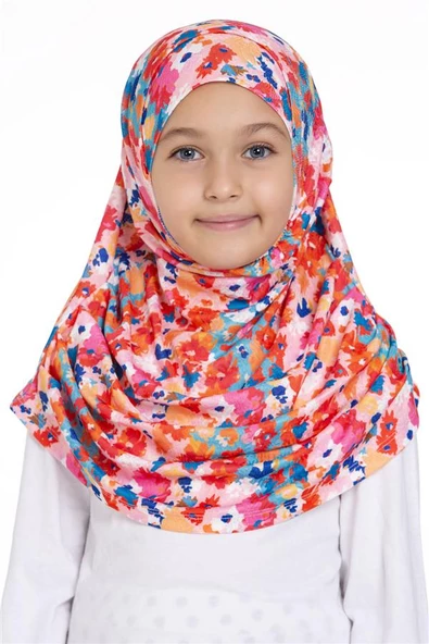 Pembe Pratik Hazır Geçmeli Genç Tesettür Bone Jakar Desenli Pileli Kendinden Boneli 2407_04 ürün görseli 1