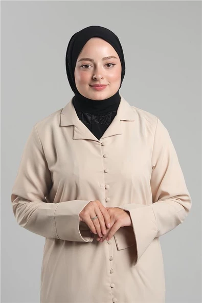 Siyah Pratik Hazır Geçmeli Tesettür Eşarp Sandy Arkadan Çıtçıtlı Piliseli Hijab 2406_01 ürün görseli 1