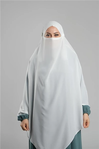 Krem Pratik Hazır Geçmeli Tesettür Eşarp Krep Bağcıklı Çift Katlı Sufle Hijab 2314_40 ürün görseli 1